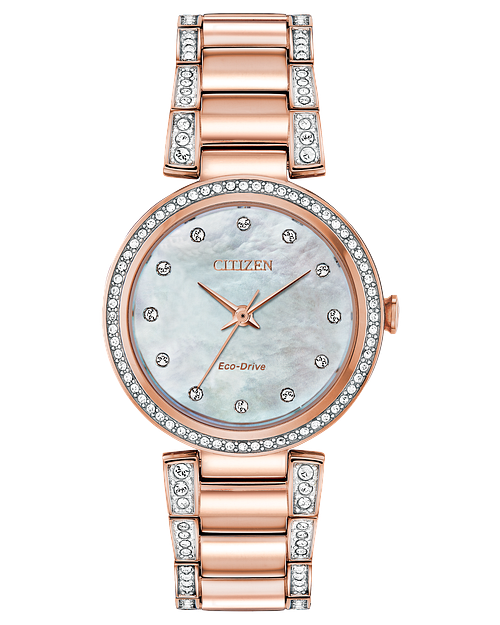 Silhouette Crystal White Dial Stainless Steel Bracelet EM0843 51D